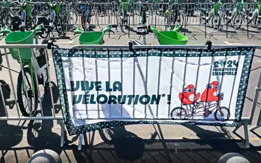 Row of bicycles parked