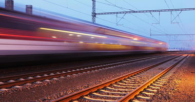 Railway with Train Passing