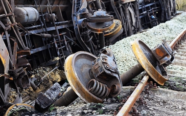 Train derailment close-up