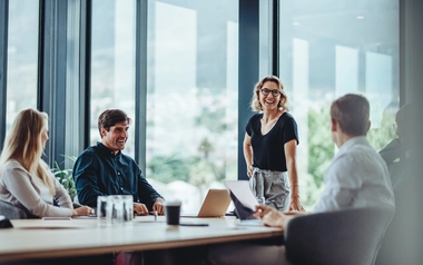 Group of people having a meeting in a modern office