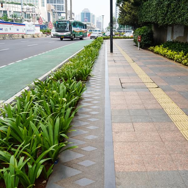 Water permeable pavement in a city