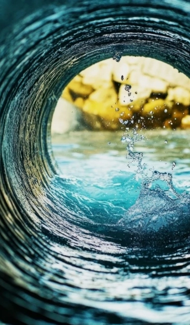 pipe tube inside view of water cleaning process