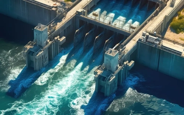 aerial view of a hydroelectric dam