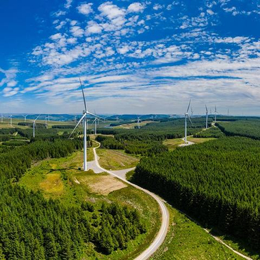 wind turbines in a wind farm