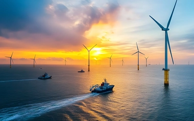 Offshore wind farm with boats
