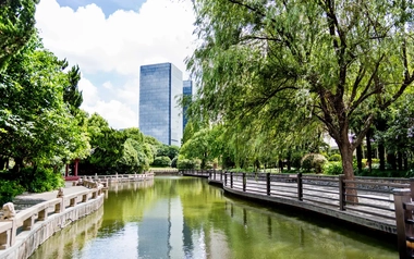Scenic view of a green city