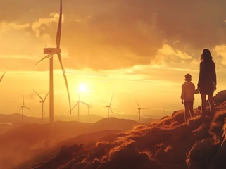 Windfarm_silhouette_woman_and_child