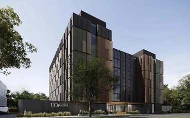 Eight-storey student residence building at the University of Canterbury