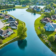 Aerial view of a green living neighborhood