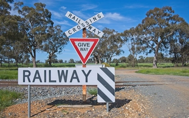 Country Train Crossing and Signs in NSW