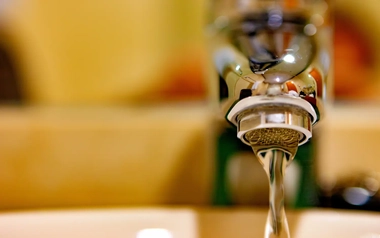 Water running from a faucet