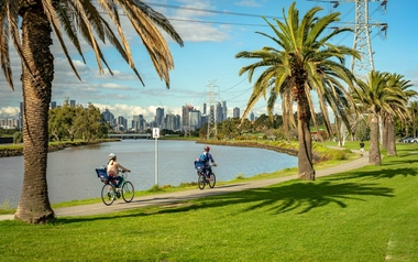 Cycling and walking trail along a river