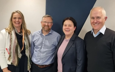 Helen Barbour-Bourne, National Hydropower Lead, GHD, Alex Beckitt, Head of Strategic Policy at Hydro Tasmania, Tammy Chu, Interim Executive General Manager – Construction at Hydro Tasmania, Malcolm Turnbull, IHA President..jpeg