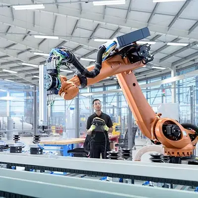 advanced robotics in an industrial factory