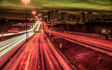 Toronto 401 Highway at night