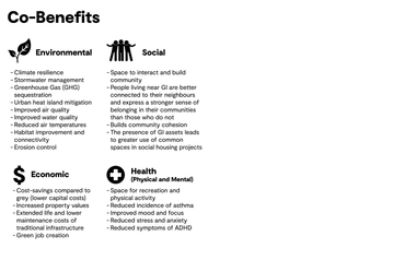 Co-Benefits of blue green infrastructure