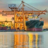 container cargo ship at a dock 