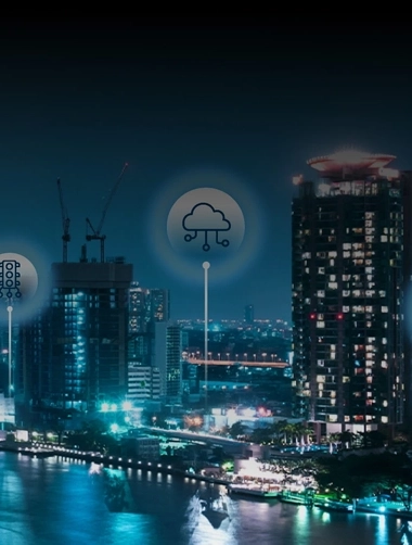 Cityscape night with icons