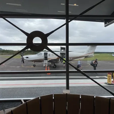 Airplane view from an airport window