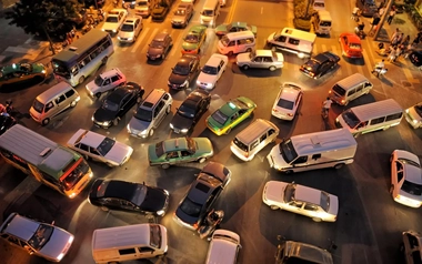Messy traffic in a city