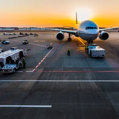 Plane at airport ramp