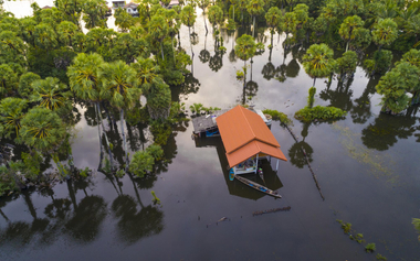 House submerged in flood