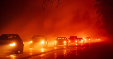 Cars Escaping a Wildfire