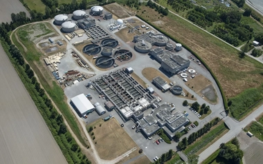 aerial view of the Lulu Island Wastewater Treatment Plant