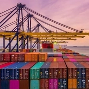 ports with colored container vans