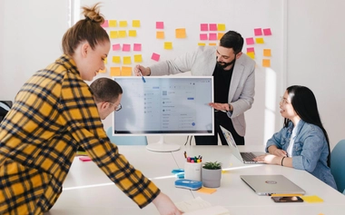 Team working together in an office