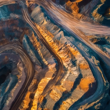Mining site with excavators