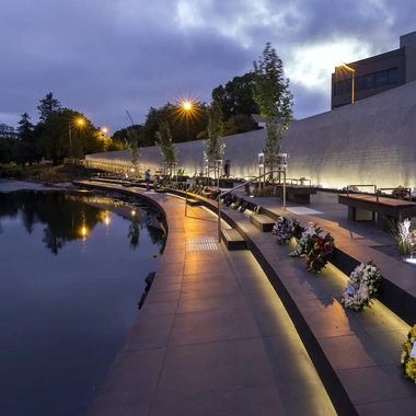 Canterbury Earthquake Memorial Wall - dusk