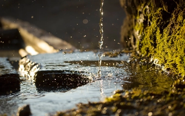 Fountain at sunset