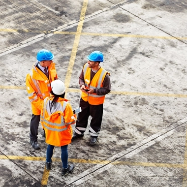 project engineer and construction personnel on site