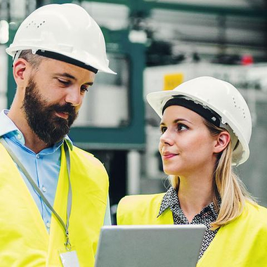 project engineers wearing white hard hats