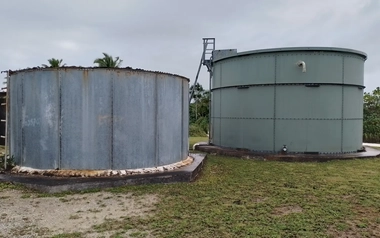 Two outdoor water tanks