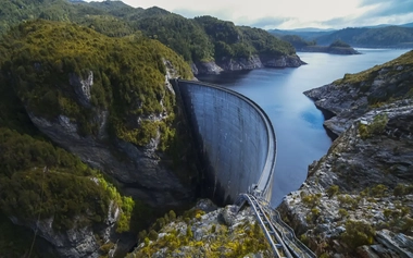 aerial view of Gordon Dam