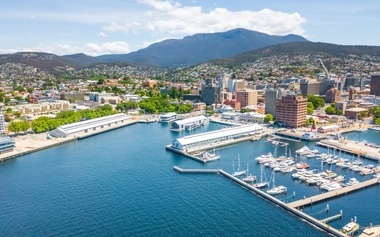 aerial view of Constitution Dock in Hobart, Tasmania