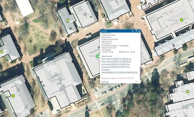 Closeup webmap view of University of North Carolina's buildings