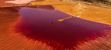 Aerial view of mine tailings