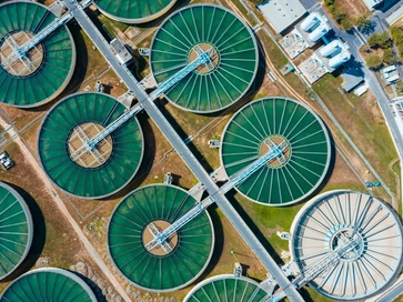 aerial view of a water treatment plant