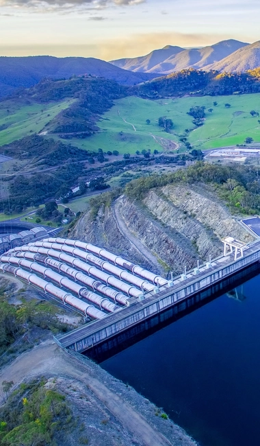 Aerial View Hydropower Mountain Side