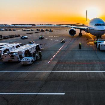 plane at airport ramp