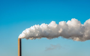 Smoke and steam from a factory chimney