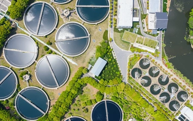 aerial view of water treatment plant