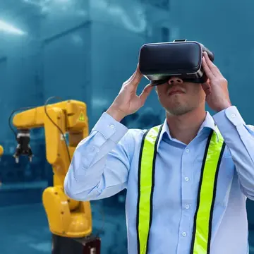 man wearing virtual reality glasses