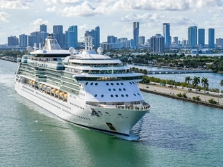 Aerial view of a cruise ship