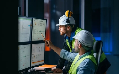 engineers analyzing visual data on a computer