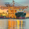 container cargo ship at a dock 