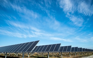 Solar panels under the blue sky